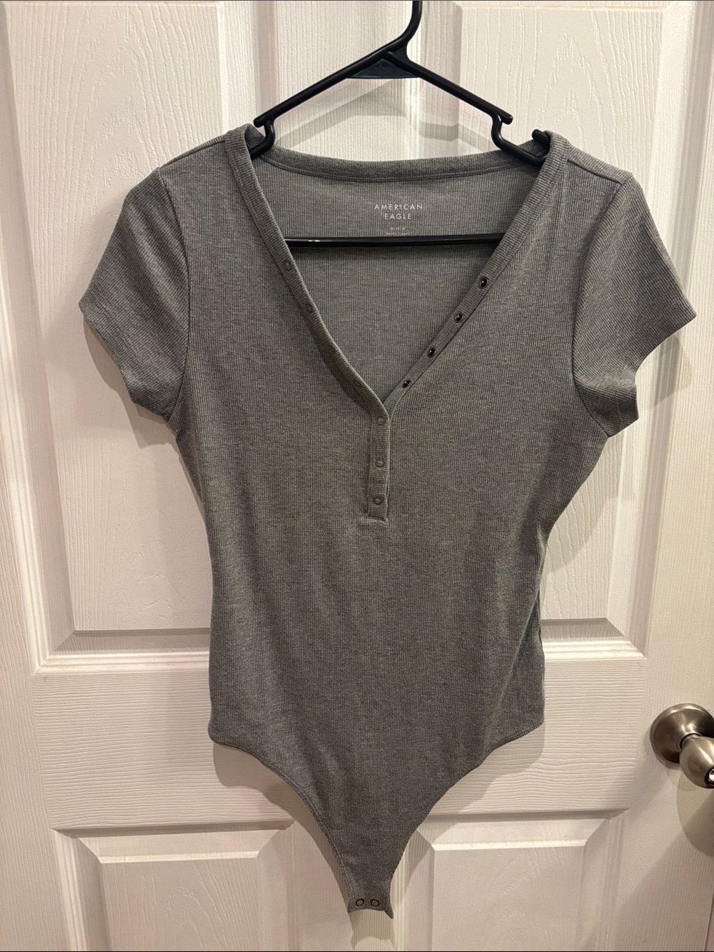 American Eagle Ribbed Gray Bodysuit